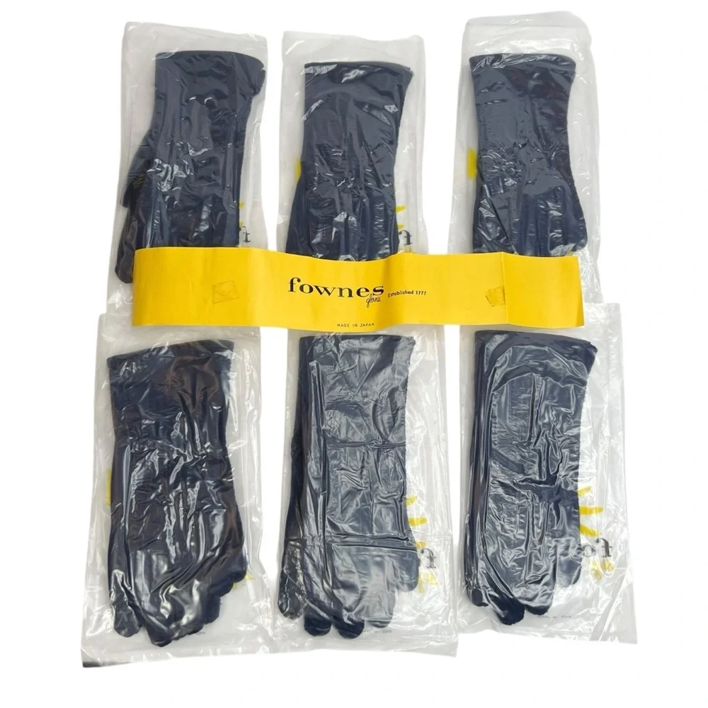 Lot of 6 Vintage Fownes Girls Navy Blue 100% Cotton Gloves